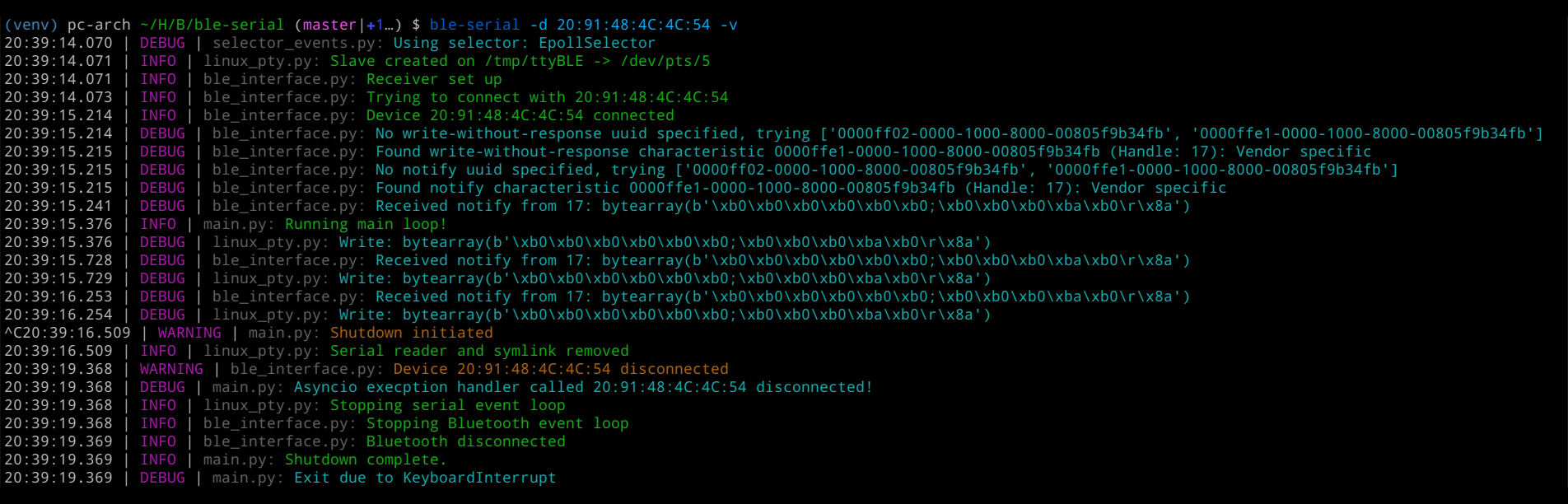 ble-serial 2.0 colored log