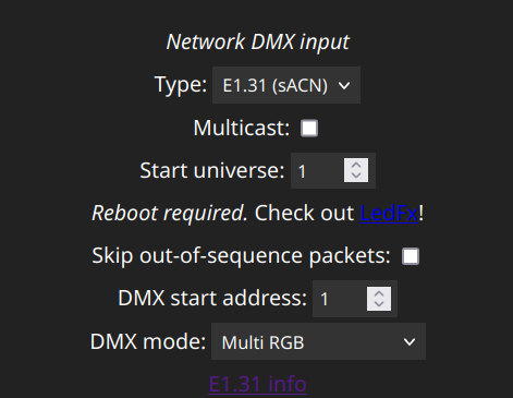 WLED DMX server