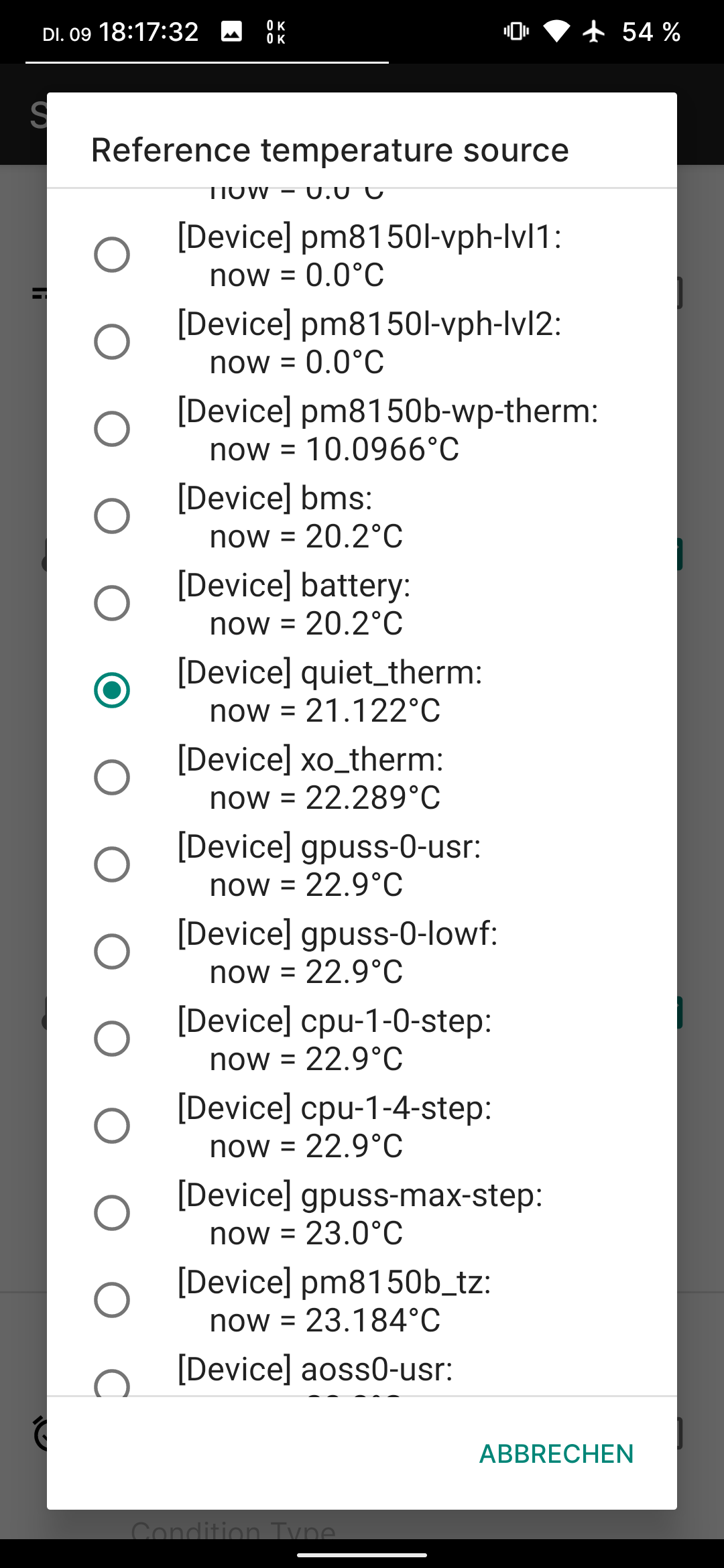 App temperature reference source